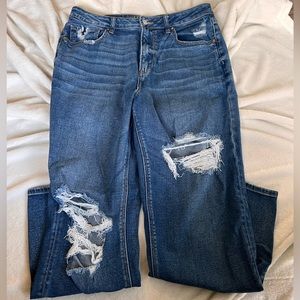 AE Stretch Straight Mom Jeans Size 14 Regular